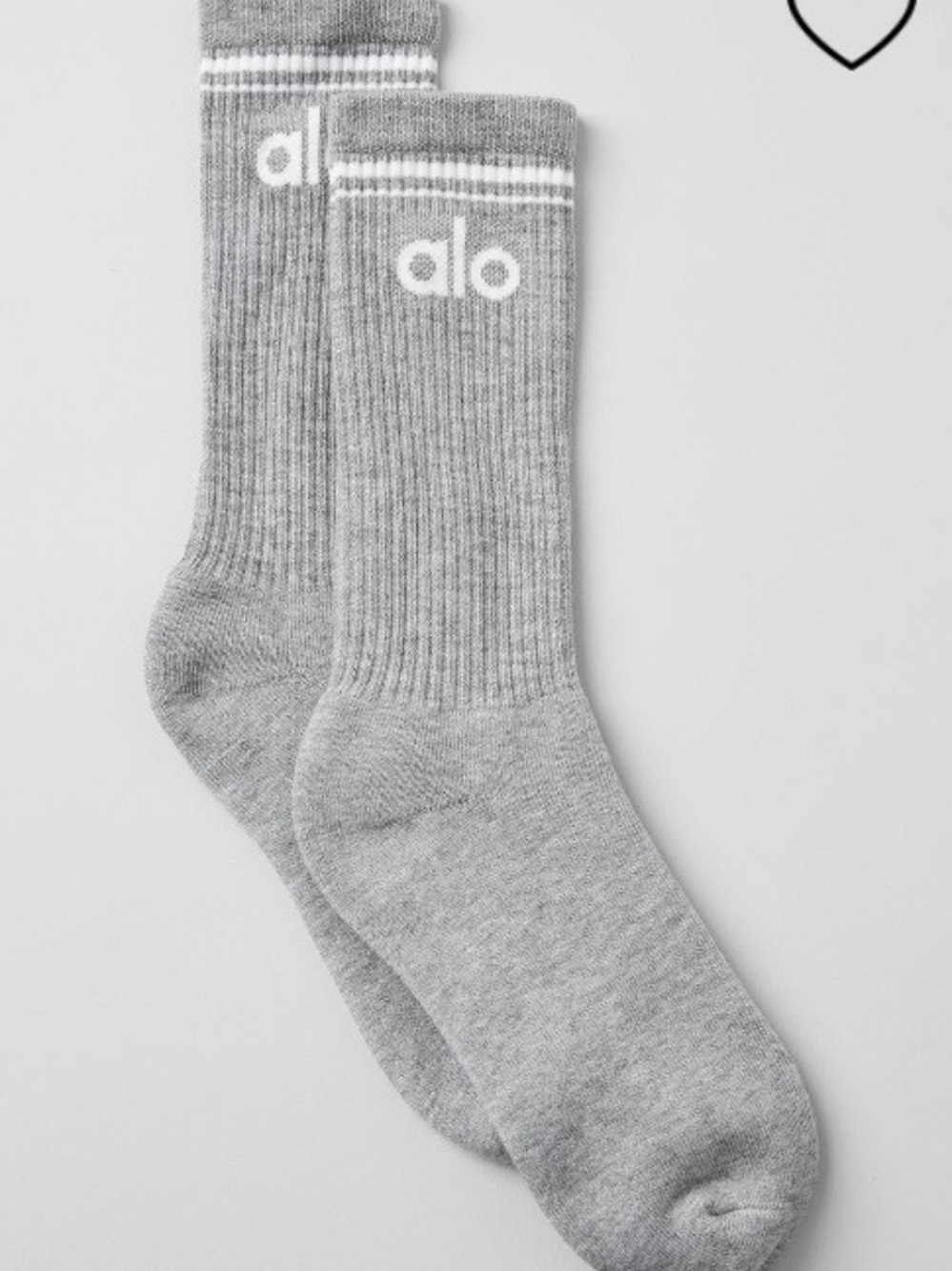 ALO Yoga Women's Crew Athletic Socks in Light Gray with White Logo